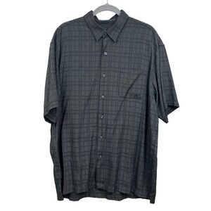 Van Heusen Shirt Button Up Short Sleeve Gray Pattern Men Size‎ XL 17-17.5